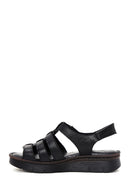 Women's Black Leather Comfort Sandals | Derimod