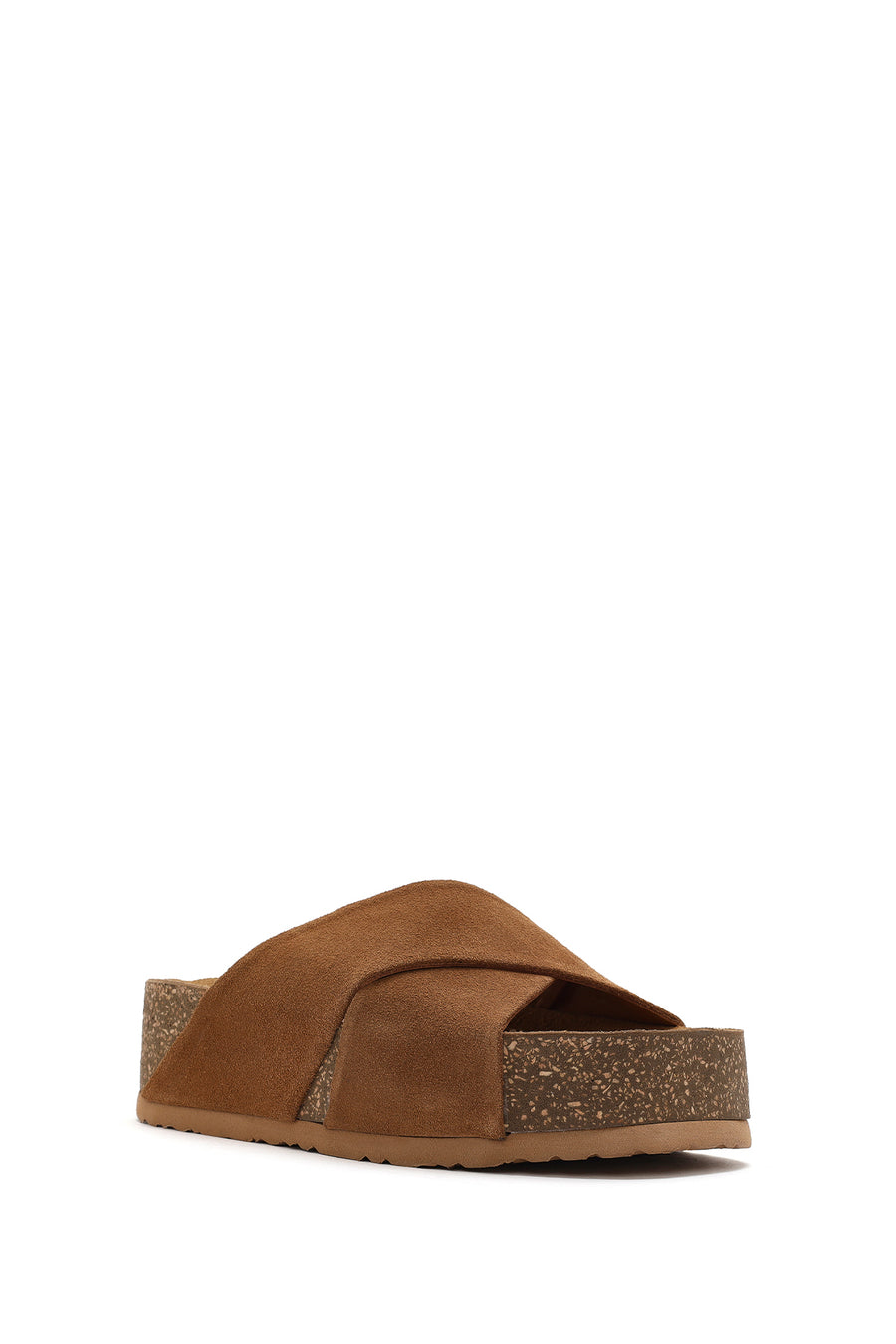 Women's Brown Thick Soled Suede Leather Slippers