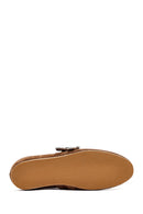 Women's Tan Double Buckled Suede Leather Ballerinas | Derimod