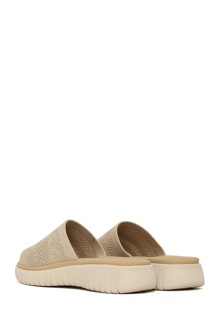 Woman Beige Thick-Soled Patterned Comfort Slippers