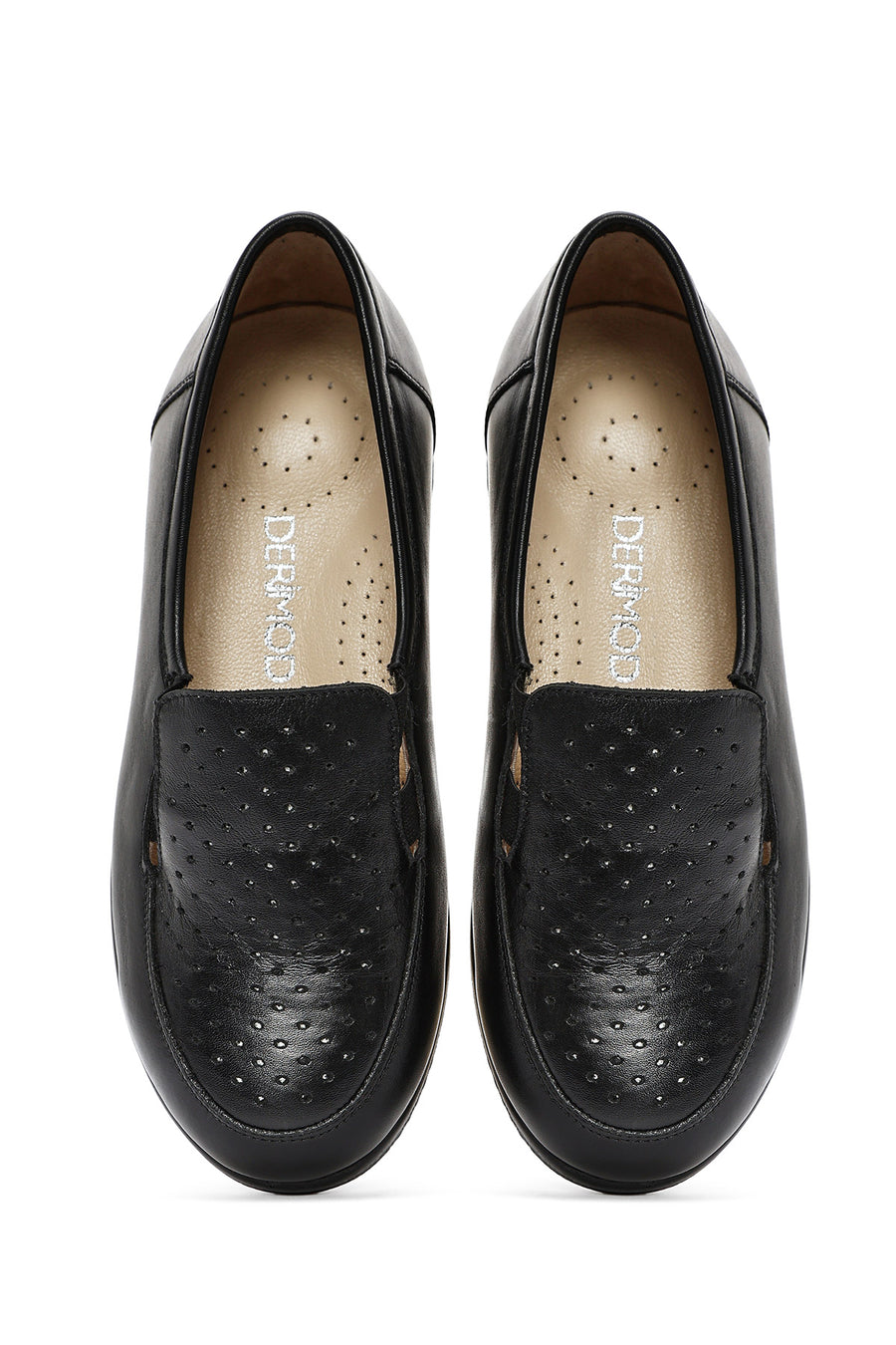 Women's Black Wedge Heel Leather Comfort Loafer