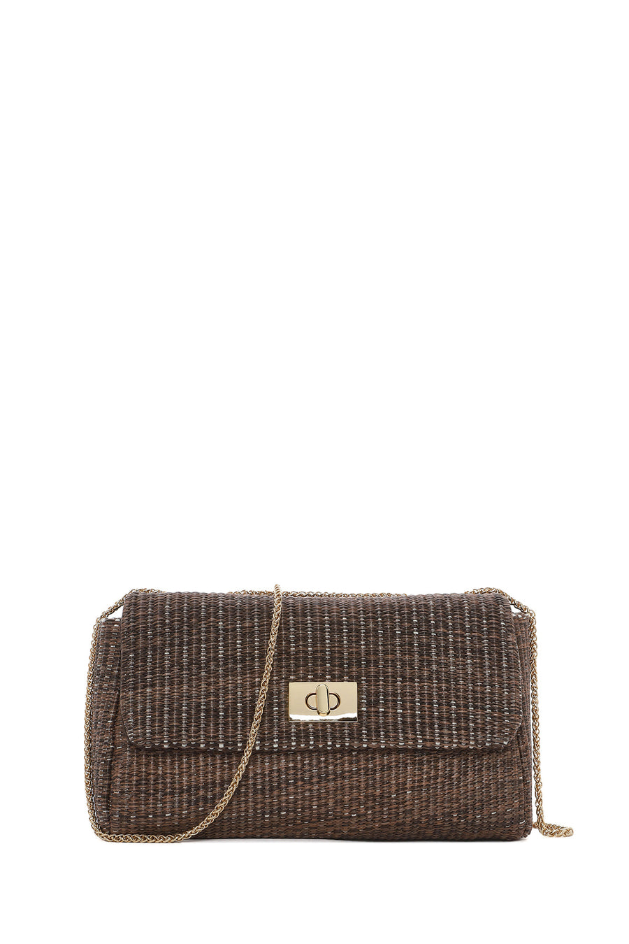Women's Brown Long Chain Strap Straw Shoulder Bag 25SBD2927M7 | Derimod