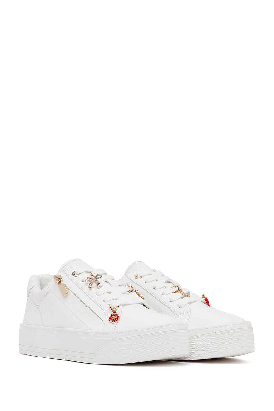 Woman White Lace-up Chunky Sneaker