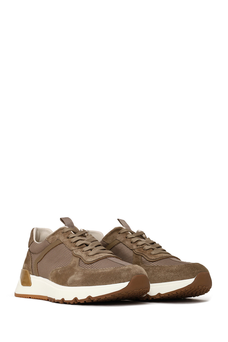 Male Brown Lace-Up Thick-Soled Leather Sneaker