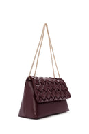 Women's Burgundy Long Chain Strap Braided Crossbody Bag | Derimod