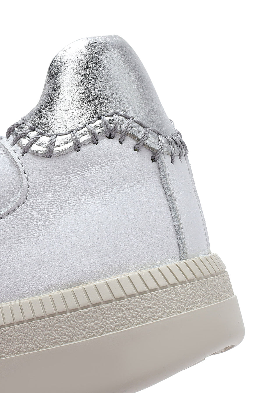 Women's White Lace-Up Leather Sneaker