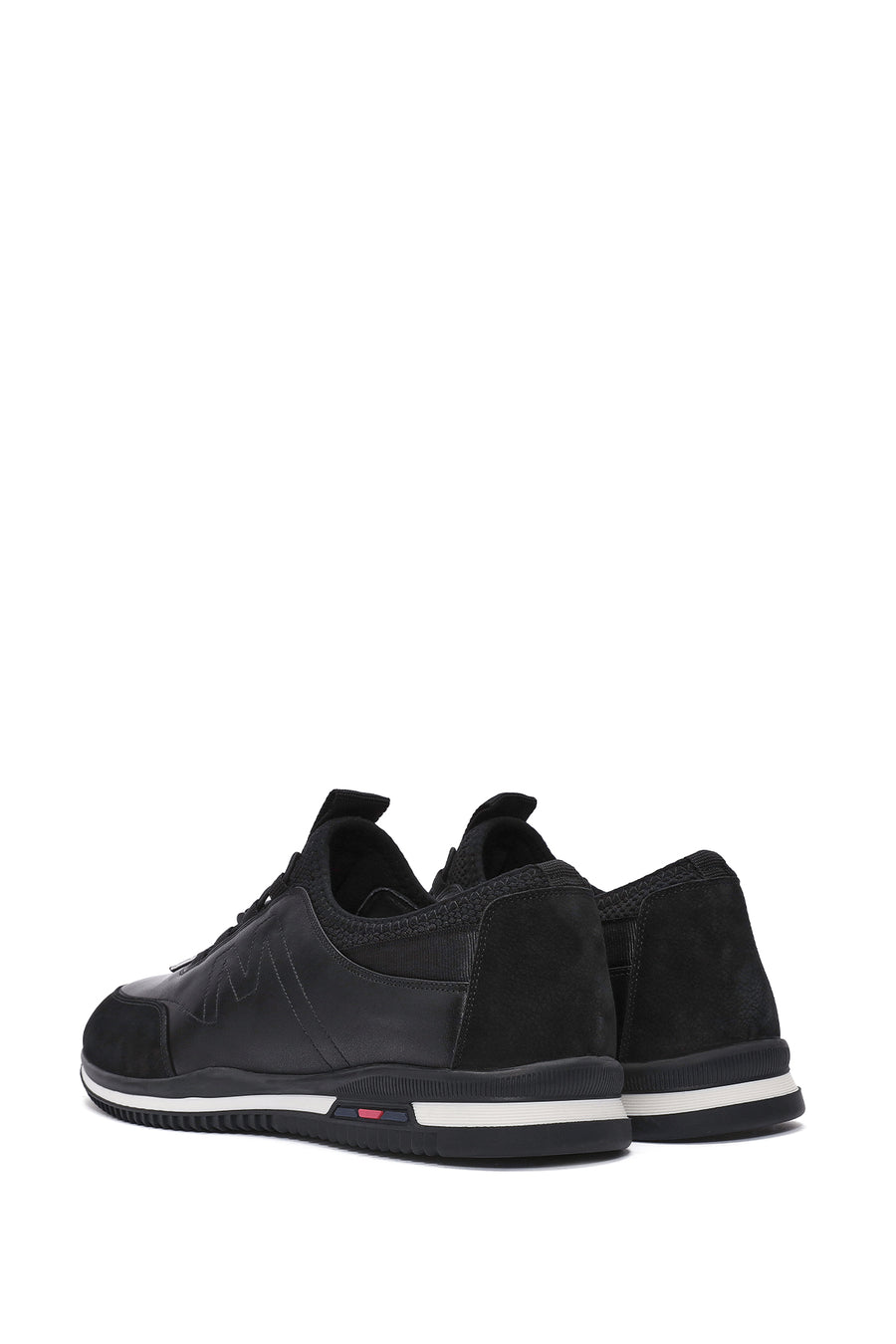 Erkek Siyah Bağcıklı Deri Casual Sneaker