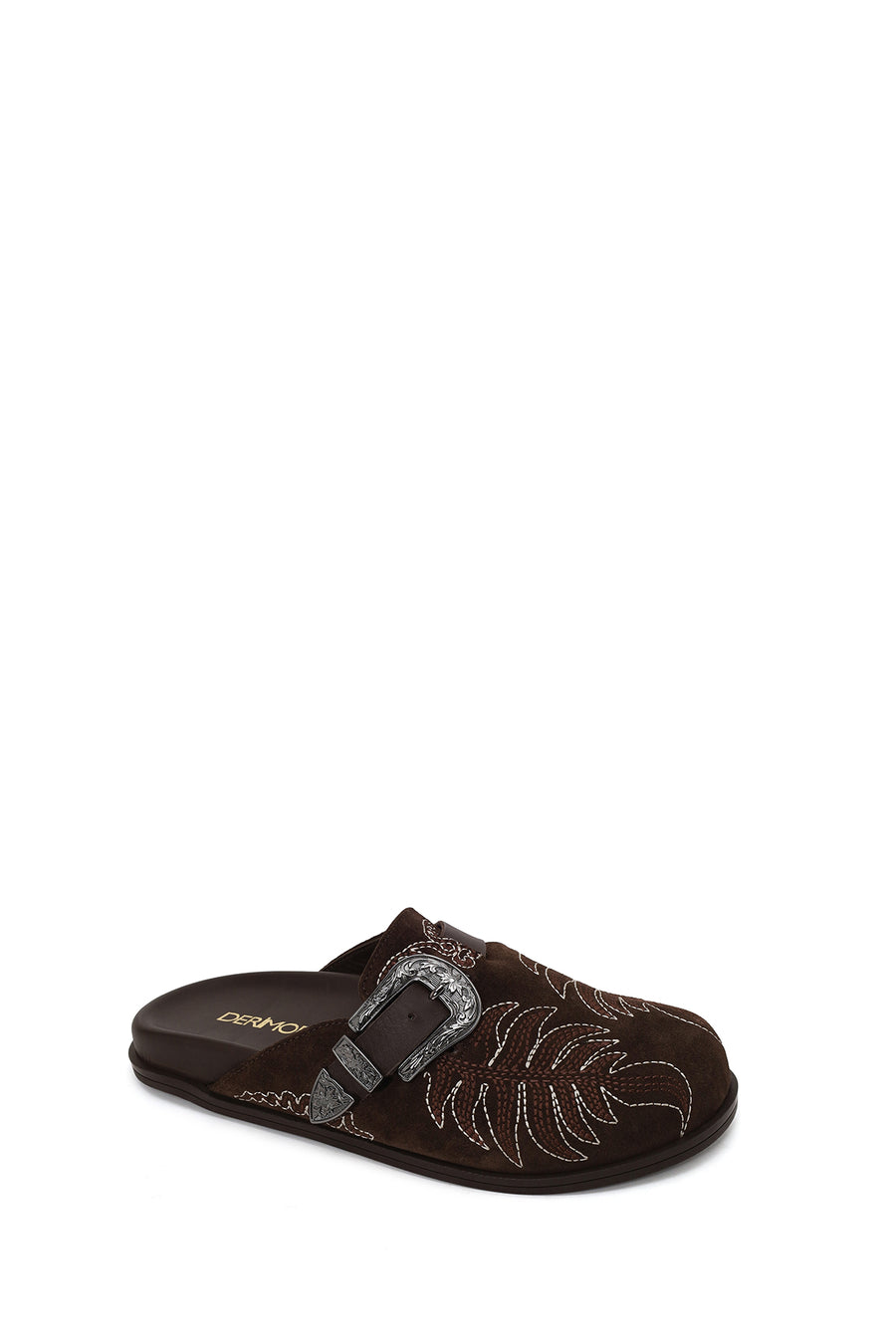 Woman Brown Open-Back Suede Slipper