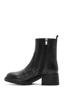 Women's Black Zippered Leather Boots | Derimod