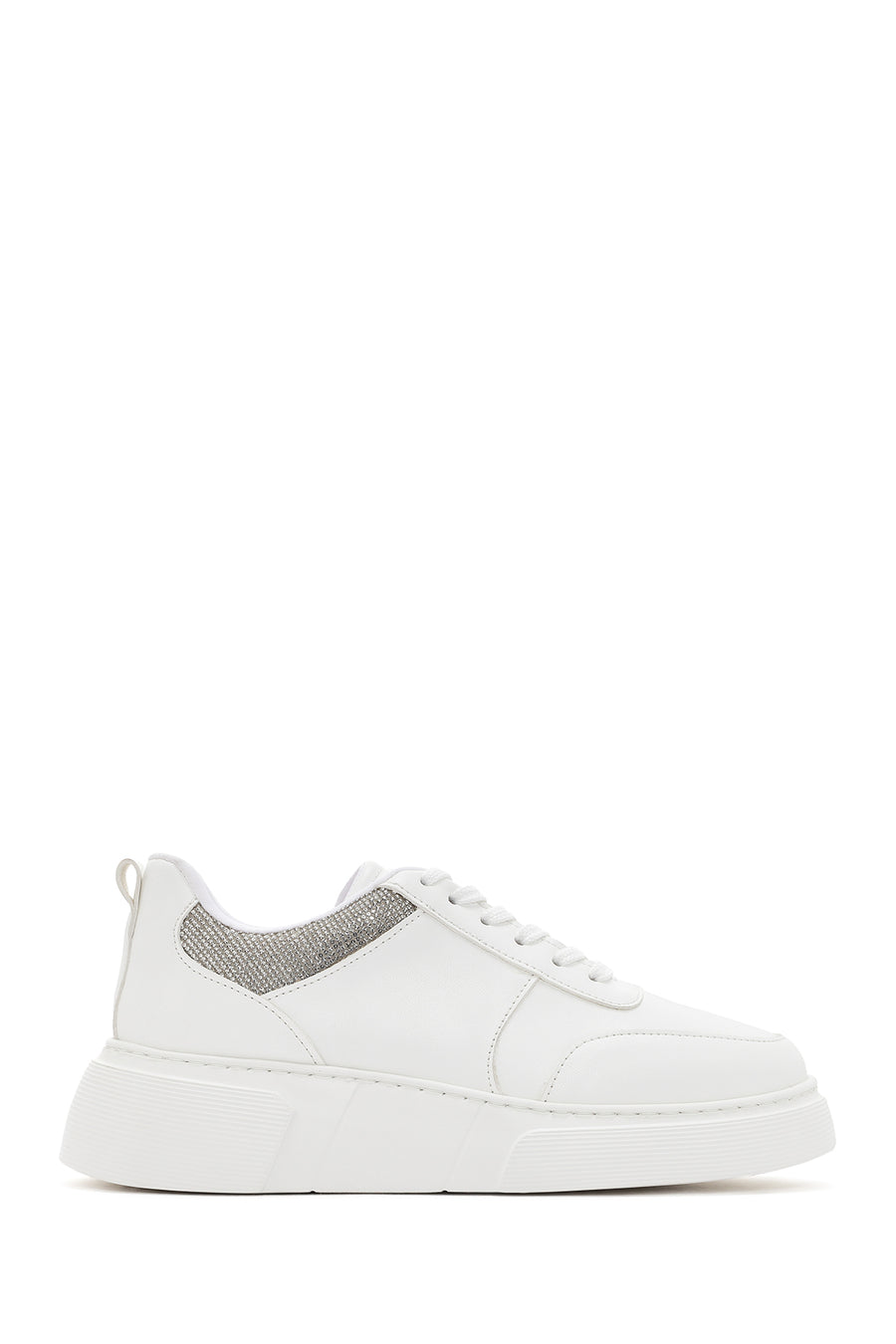 Kadın Beyaz Kalın Tabanlı Taşlı Sneaker 24SFE135114 | Derimod