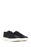 Erkek Siyah Bağcıklı Deri Sneaker | Derimod