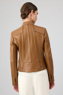 Linda Women's Camel Short Leather Jacket | Derimod