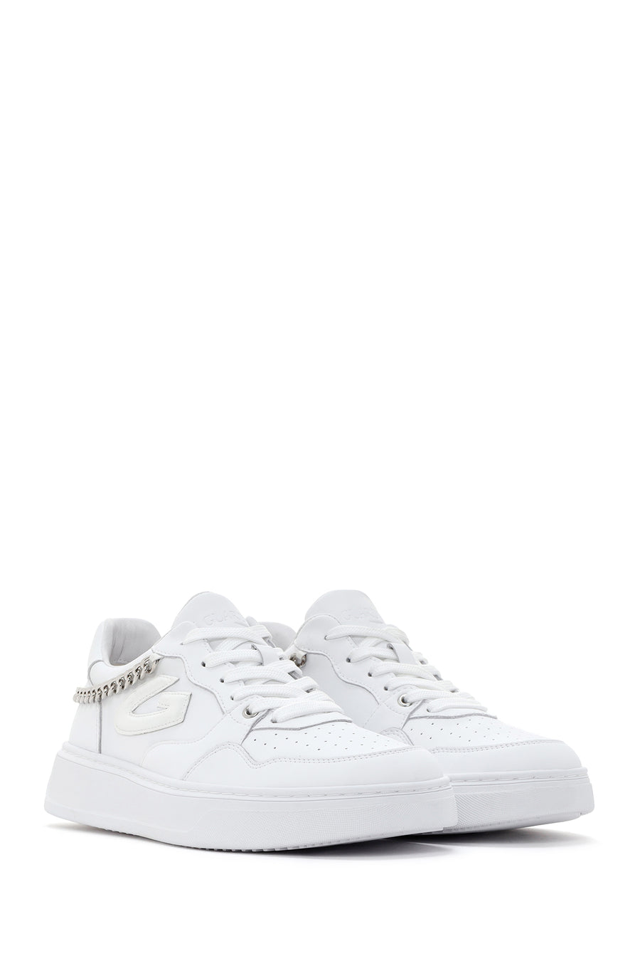 Alberto Guardiani Kadın Beyaz Zincirli Deri Sneaker