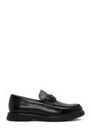 Male Black Buckled Leather Casual Loafer | Derimod