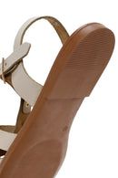 Women's Beige Ankle Strap Leather Bodrum Sandals | Derimod