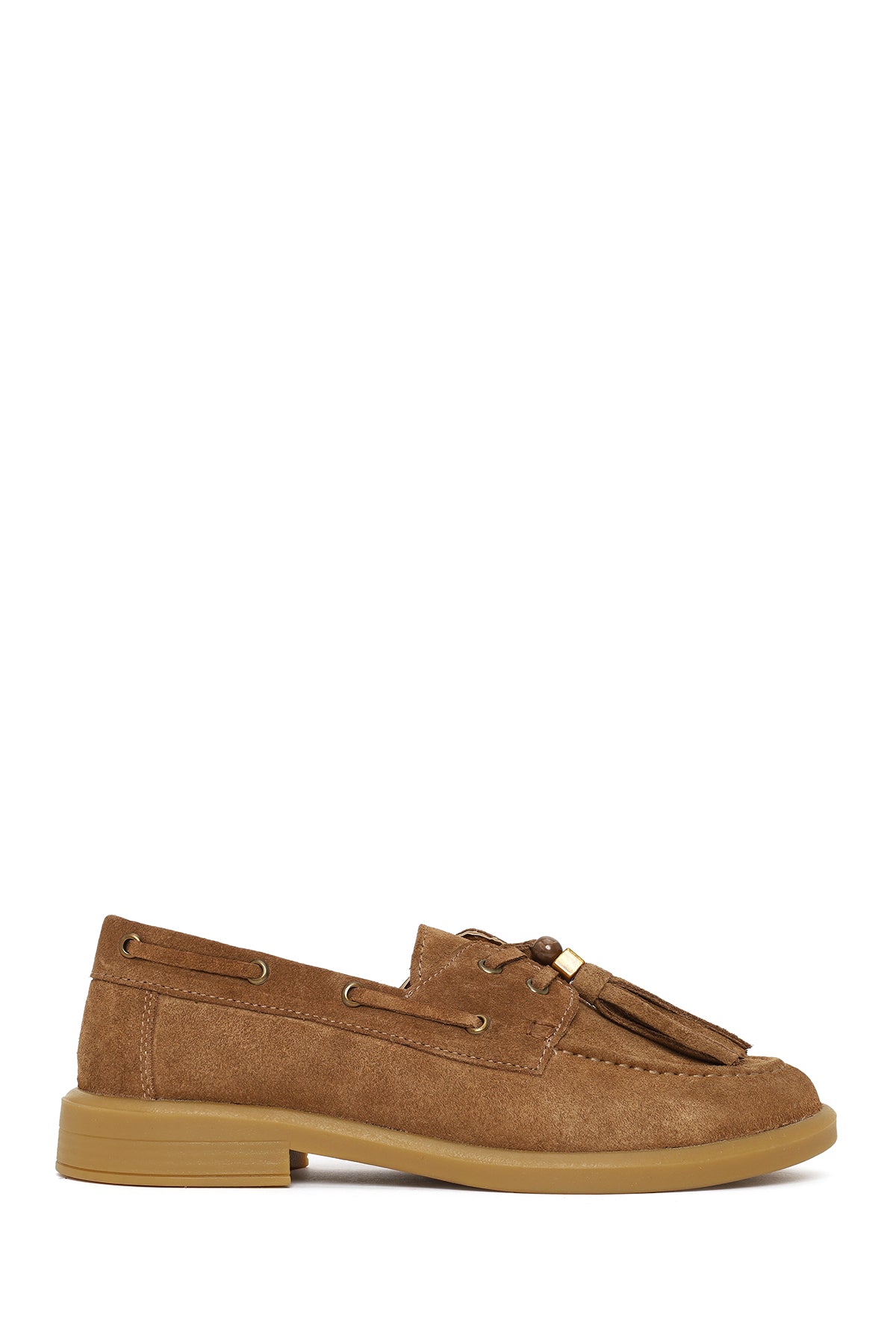 Women's Tan Tassel Suede Leather Loafer 26PFD510510 | Derimod