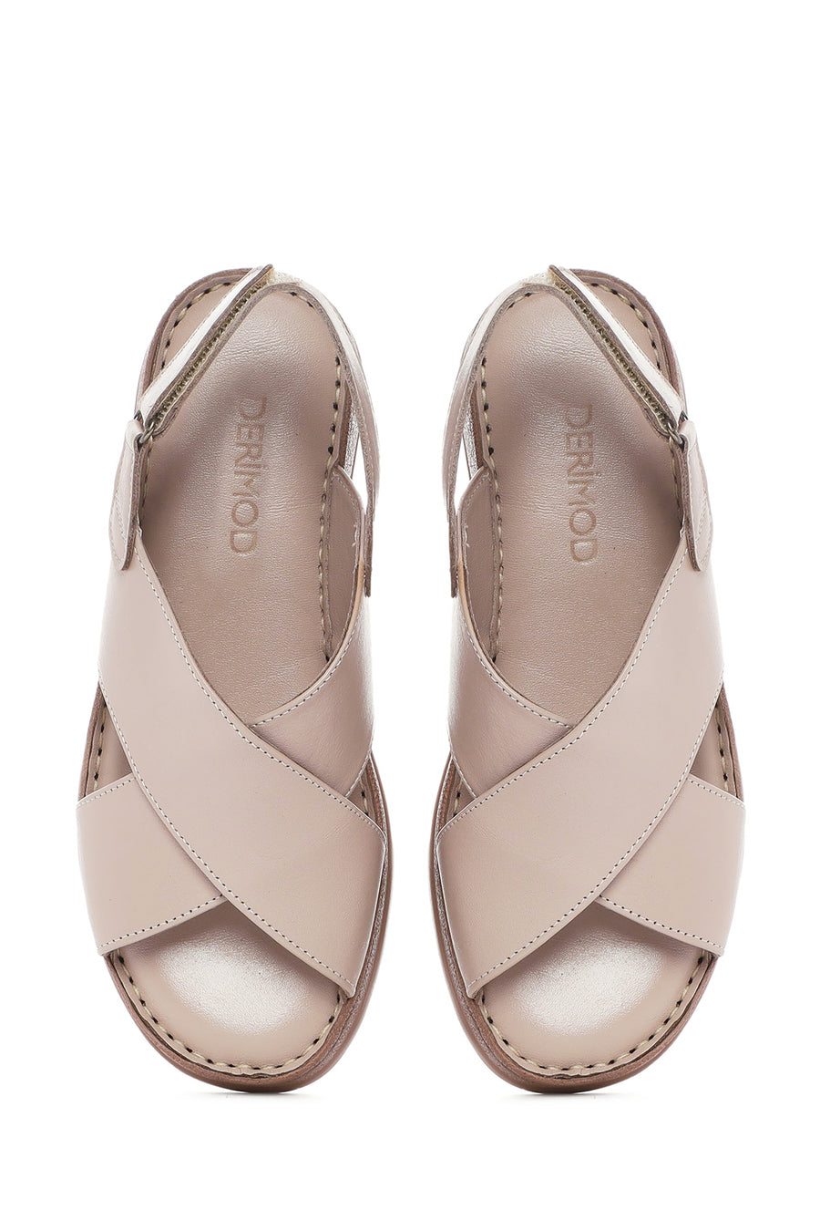 Women's Mink Strapped Thick Soled Leather Comfort Sandals