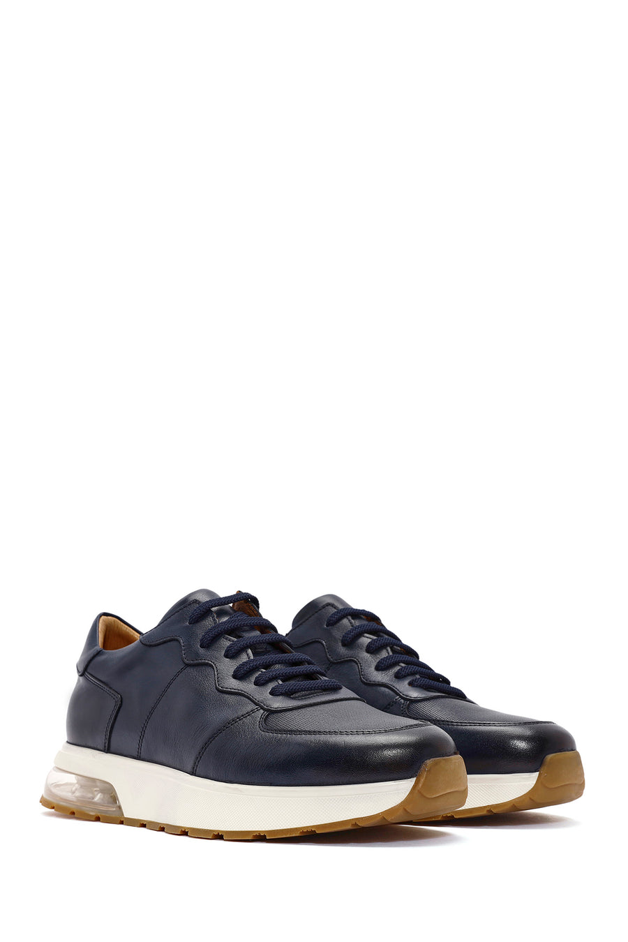 Men's Navy Blue Lace-Up Leather Sneaker