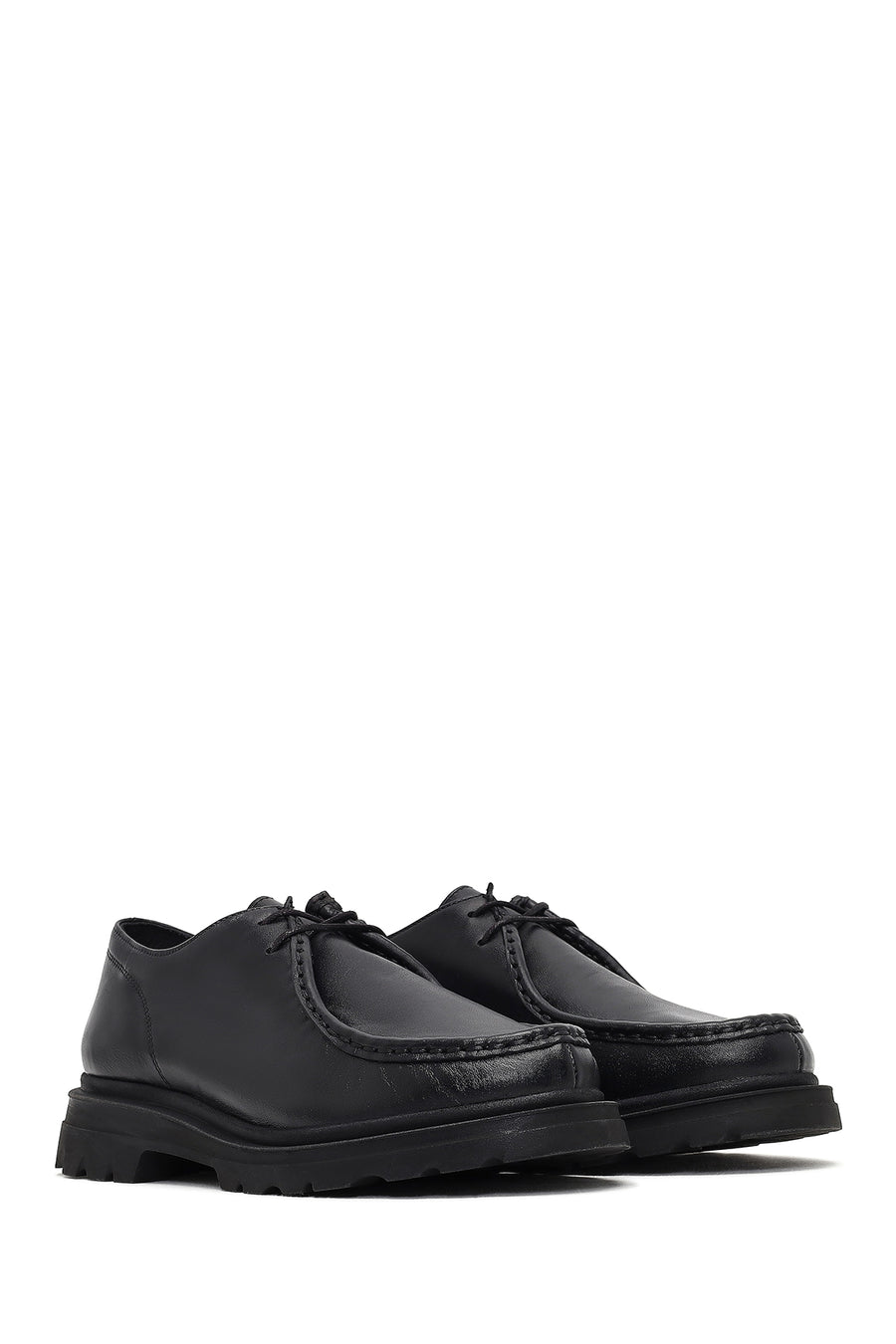 Woman Black Lace-up Leather Masculine Shoes