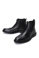 Men's Black Leather Zippered Classic Boots | Derimod