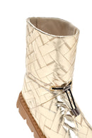 Women's Gold Knit Patterned Metallic Casual Boots | Derimod