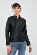 Lydia Women's Black Regular Short Leather Jacket | Derimod