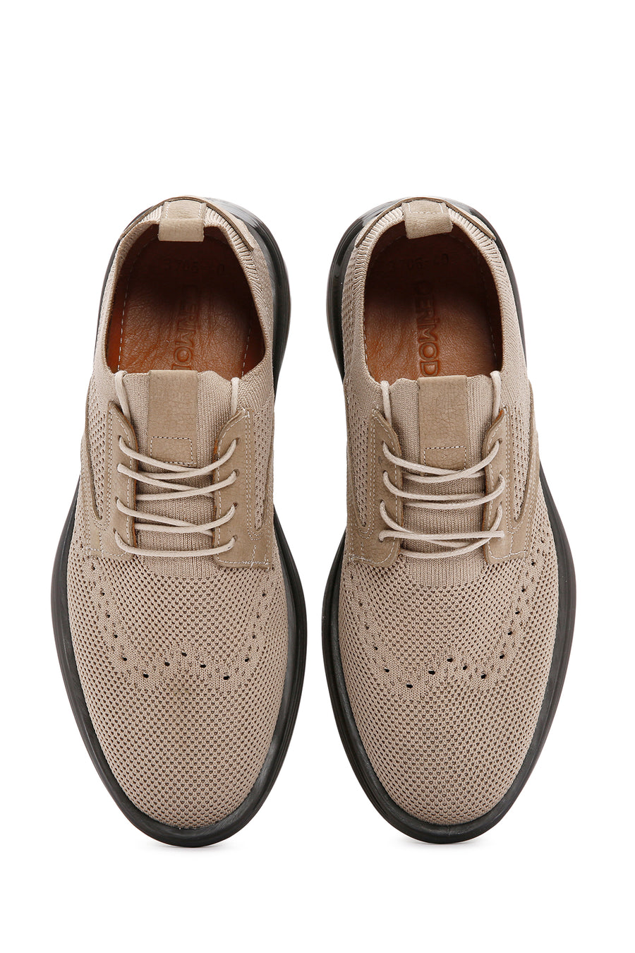 Men's Mink Thick Sole Nubuck Detailed Lace Up Fabric Sneaker
