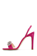 Women's Pink Stone Satin Thin Heel Sandals | Derimod