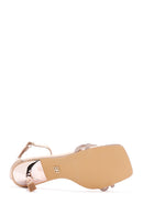 Women's Beige Stone Ankle Strap Thin Heel Sandals | Derimod