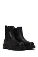 Woman Black Thick-Soled Leather Chelsea Boots | Derimod