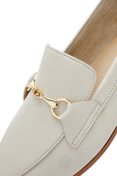 Women's Cream Leather Masculine Loafer | Derimod