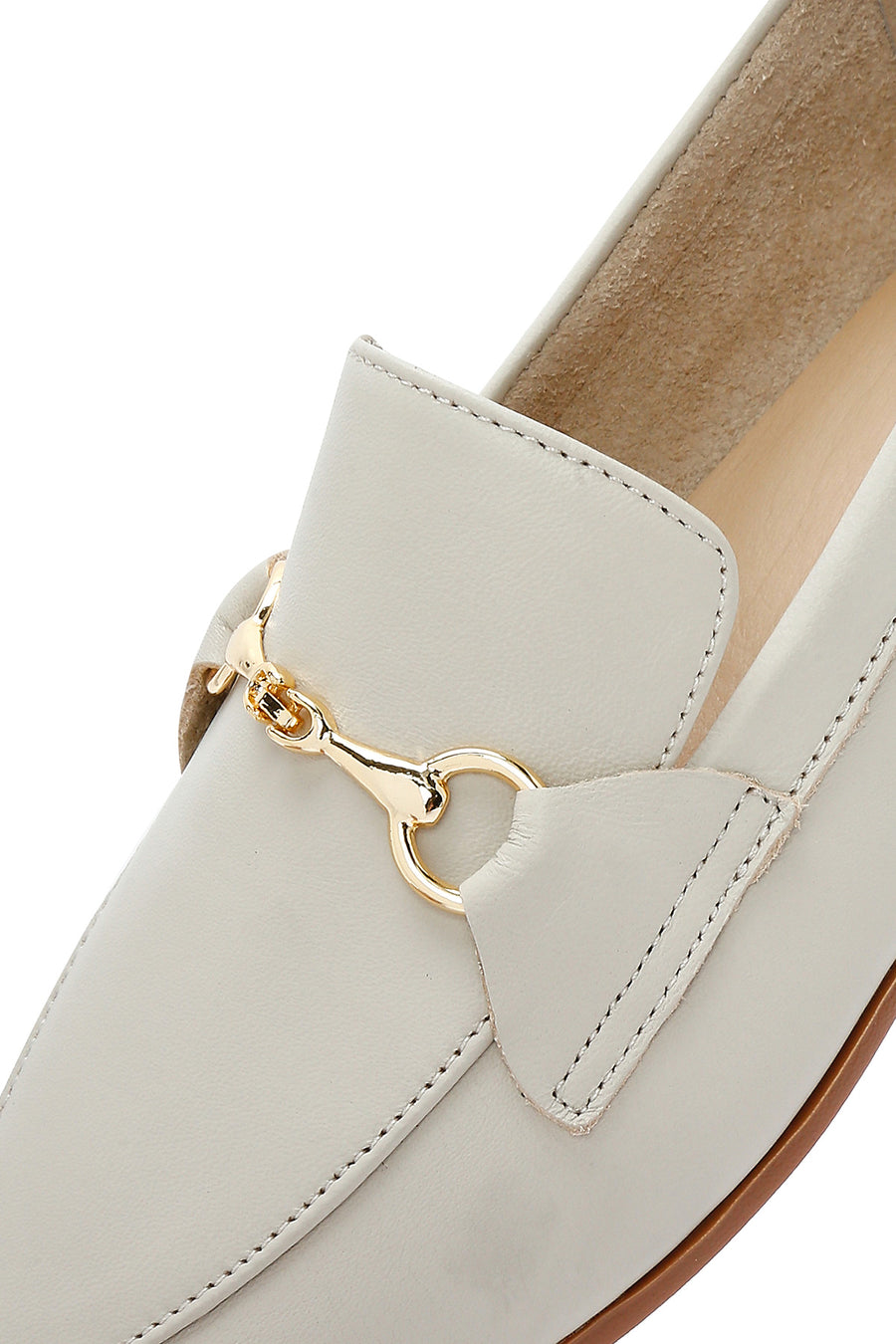Women's Cream Leather Masculine Loafer