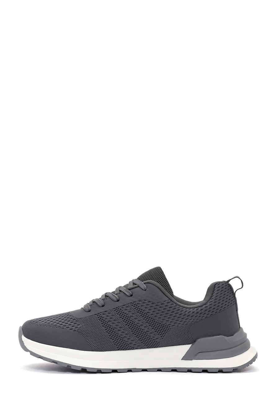 Men's Grey Lace-Up Fabric Sneakers