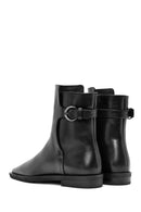 Women's Black Zippered Leather Boots | Derimod