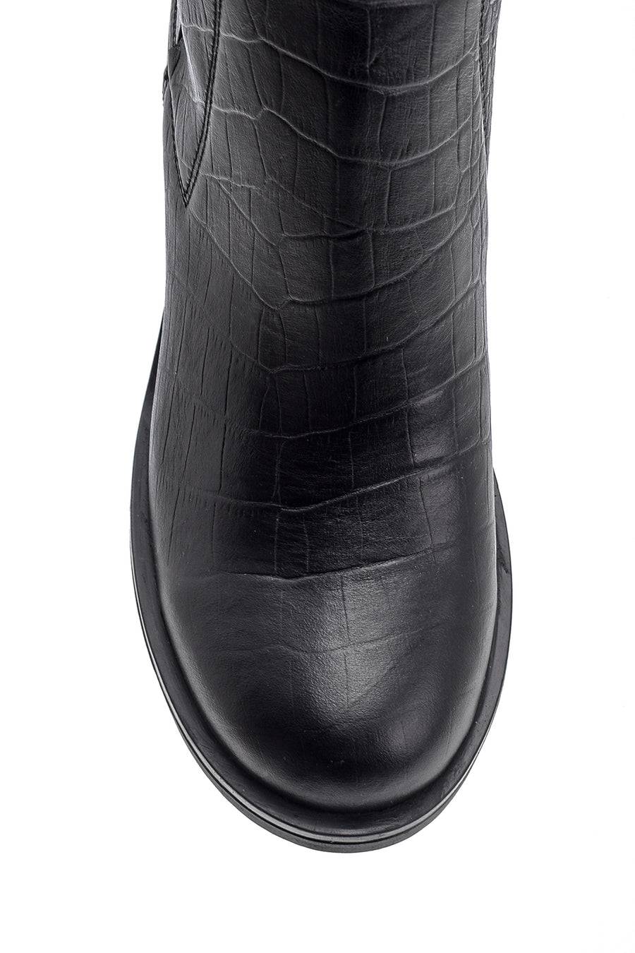 Women's Crocodile Patterned Heeled Leather Boots