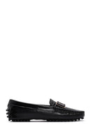 Women's Black Patent Leather Buckle Loafer | Derimod