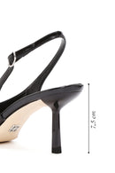 Women's Black Open Back Thin Heel Patent Leather Shoes | Derimod