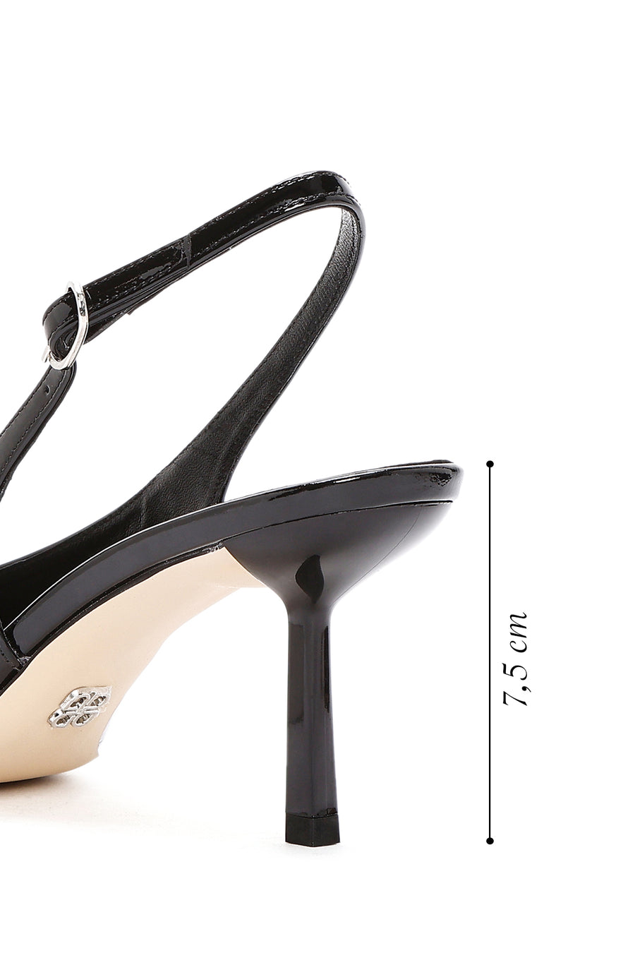 Women's Black Open Back Thin Heel Patent Leather Shoes