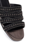 Woman Anthracite Stone-Embellished Slipper | Derimod