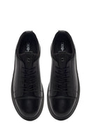 Erkek Siyah Bağcıklı Deri Sneaker | Derimod