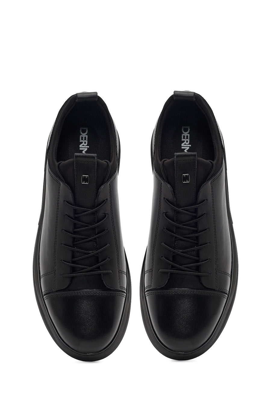 Erkek Siyah Bağcıklı Deri Sneaker