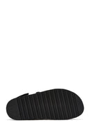 Women's Black Strappy Straw Sandals | Derimod