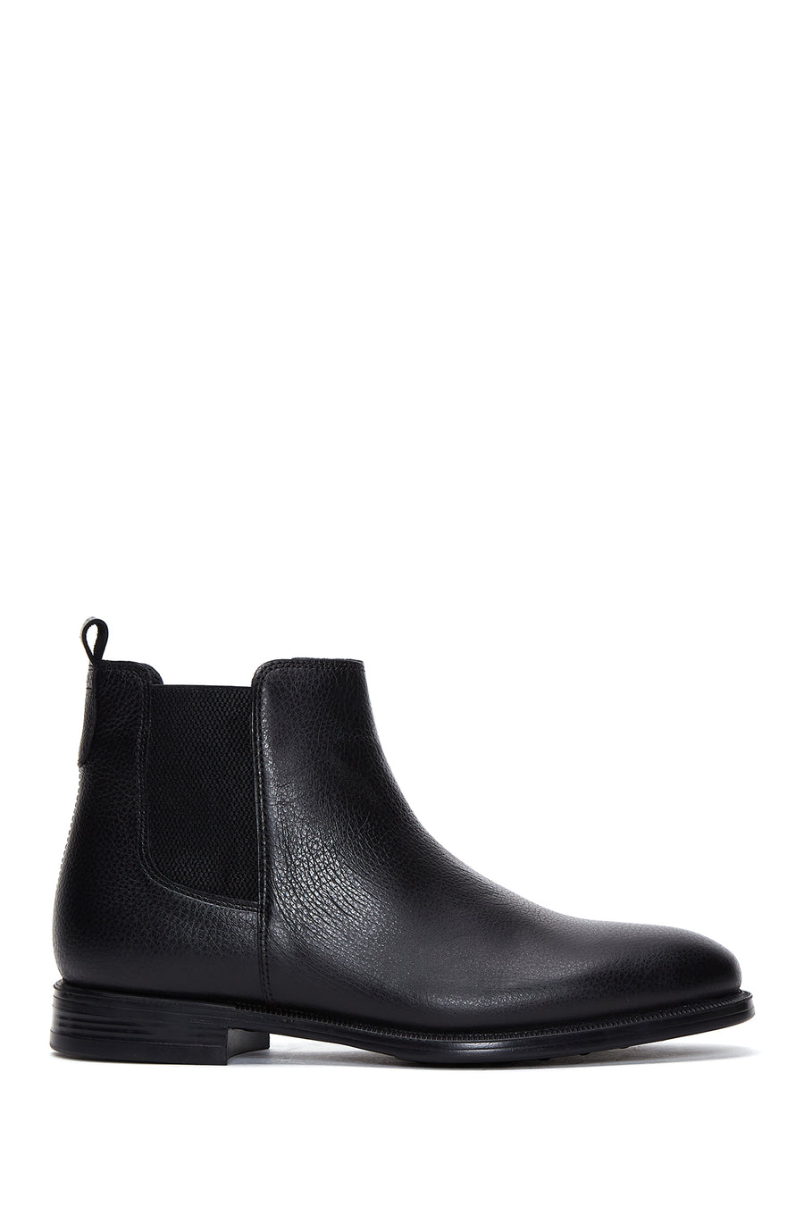 Men's Black Leather Chelsea Flat Boots 22WFD6202FT | Derimod