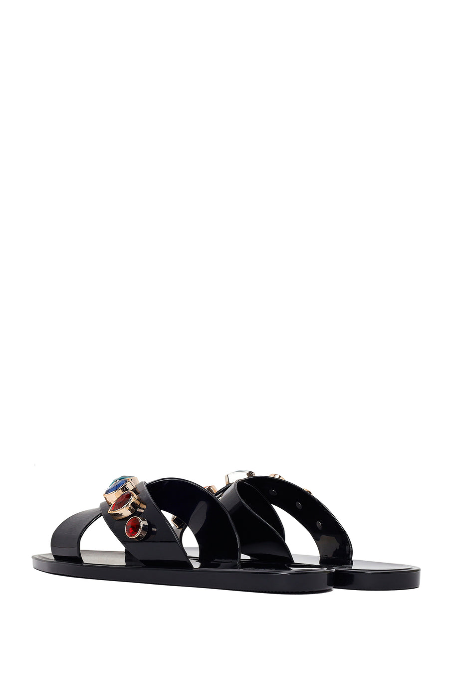 Woman Black Stone-Embellished Jelly Slipper