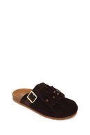 Women's Brown Tassel Suede Leather Slippers | Derimod