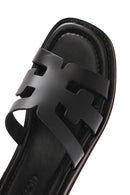 Women's Black Leather Slippers | Derimod