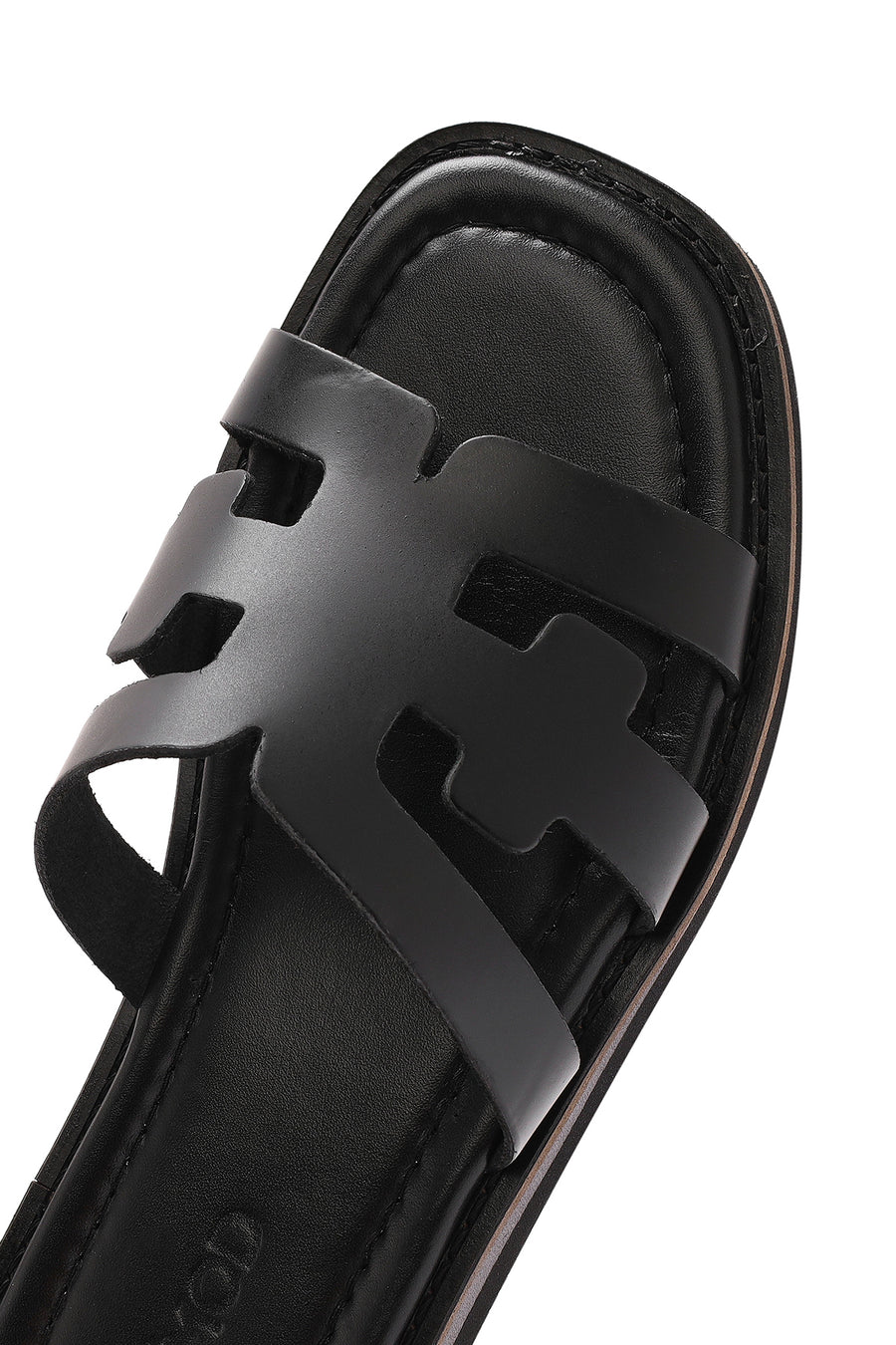 Women's Black Leather Slippers