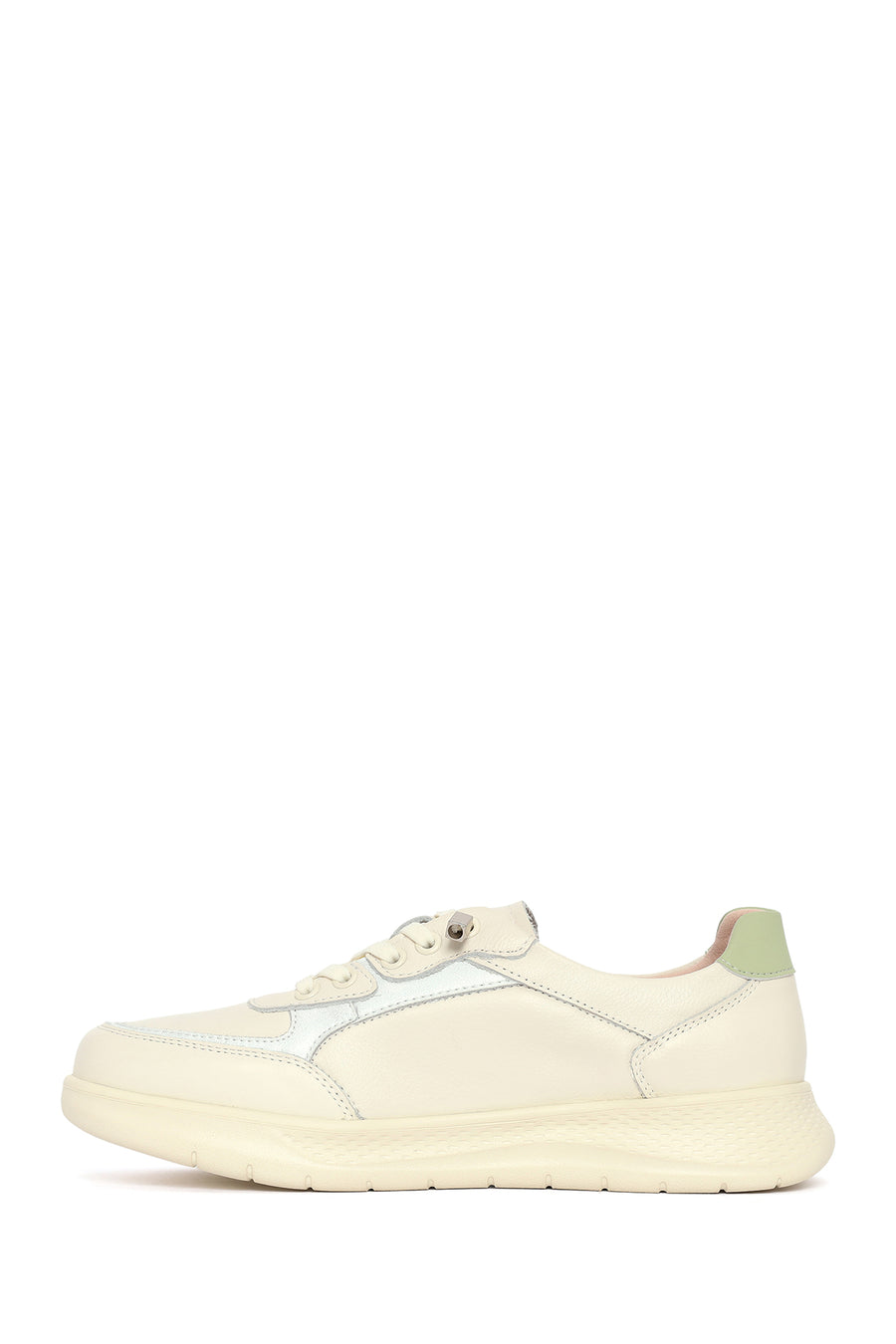 Women's Beige Lace-up Leather Sneaker