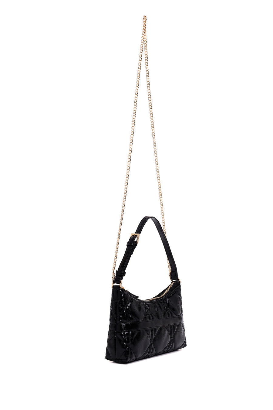 Woman Black Long Chain-Strap Shoulder Bag