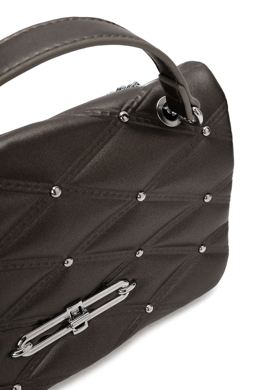 Women's Grey Long Strap Quilted Patterned Shoulder Bag